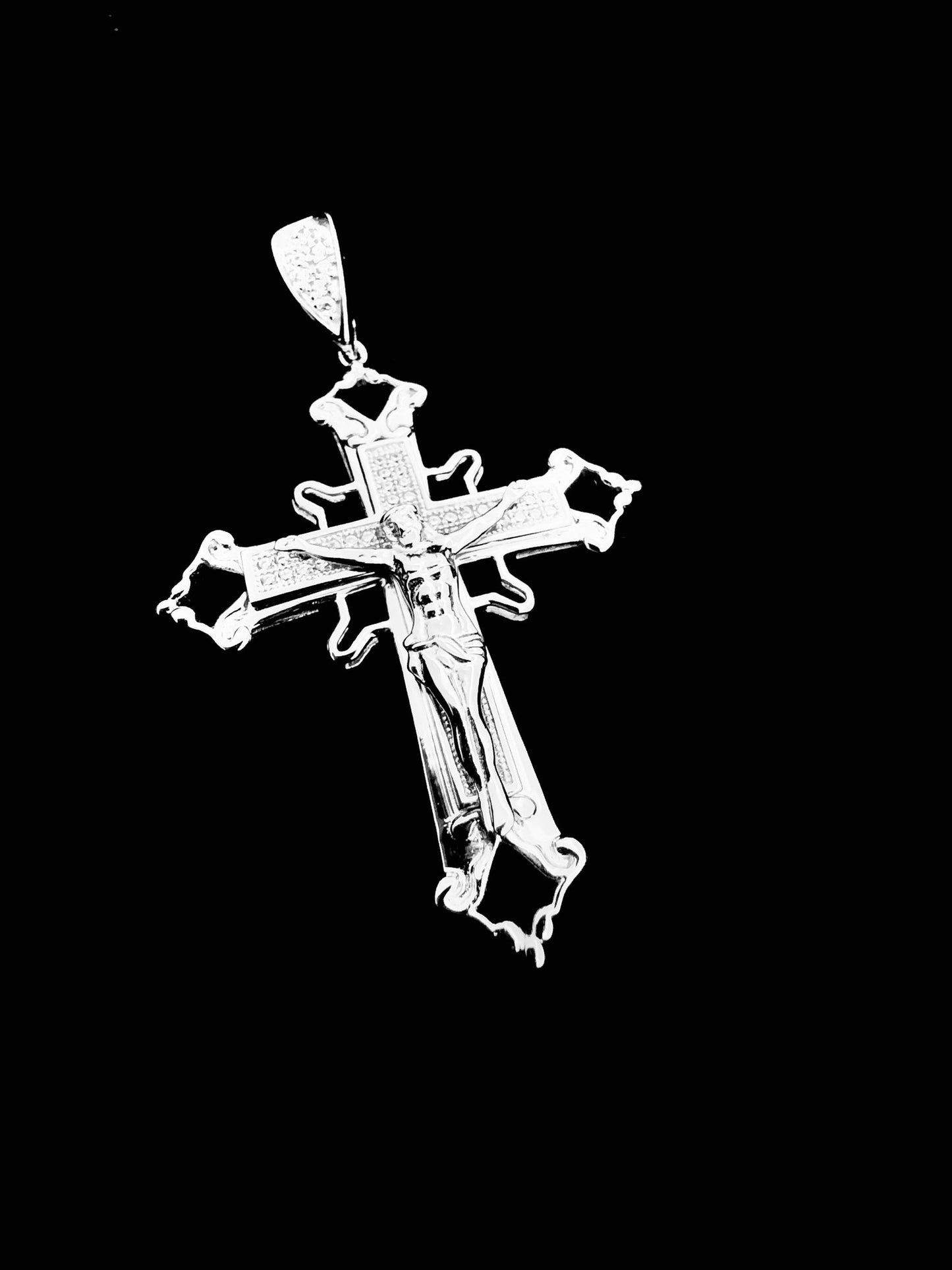 SOLID Genuine 925 Sterling Silver Cross Jesus Crucifix Crucifijo Charm Pendant B