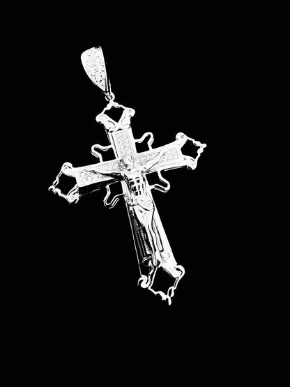 SOLID Genuine 925 Sterling Silver Cross Jesus Crucifix Crucifijo Charm Pendant B