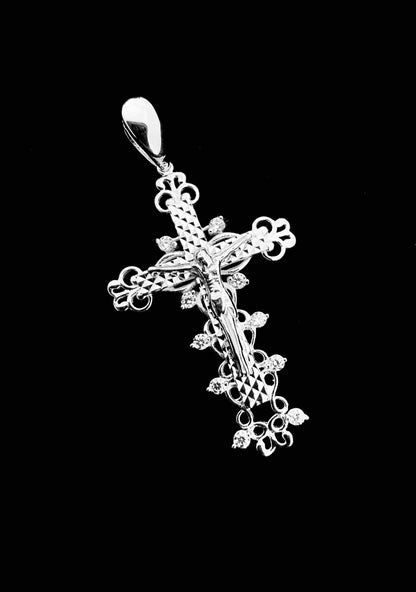 SOLID Genuine 925 Sterling Silver Cross Jesus Crucifix Crucifijo Charm Pendant D