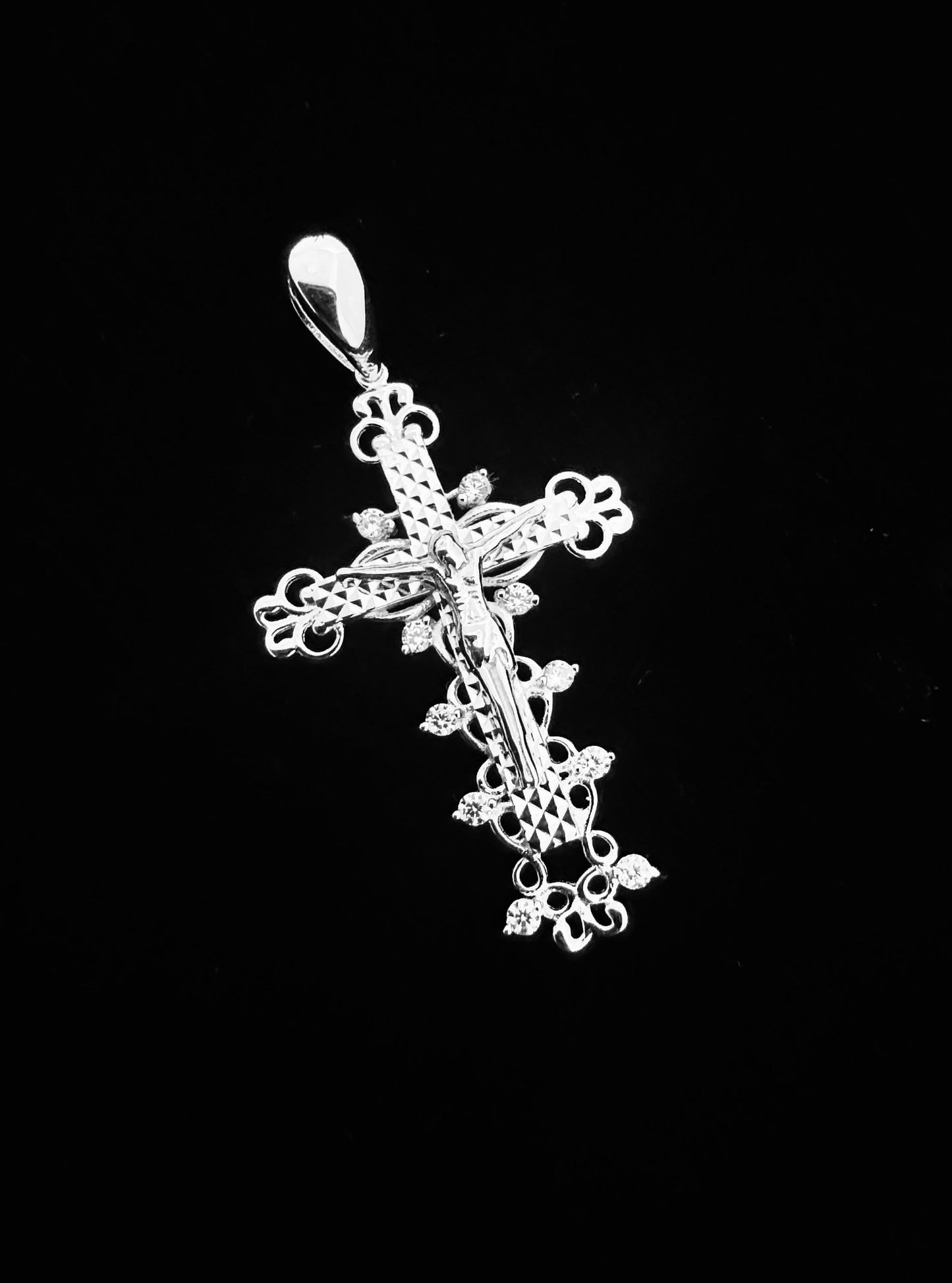 SOLID Genuine 925 Sterling Silver Cross Jesus Crucifix Crucifijo Charm Pendant D