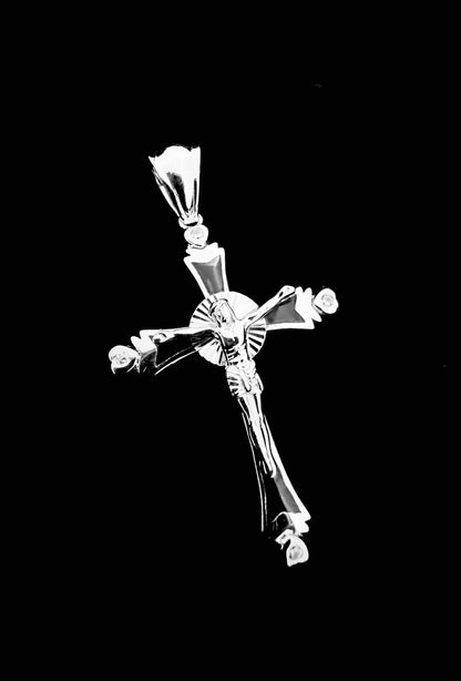 SOLID Genuine 925 Sterling Silver Cross Jesus Crucifix Crucifijo Charm Pendant E