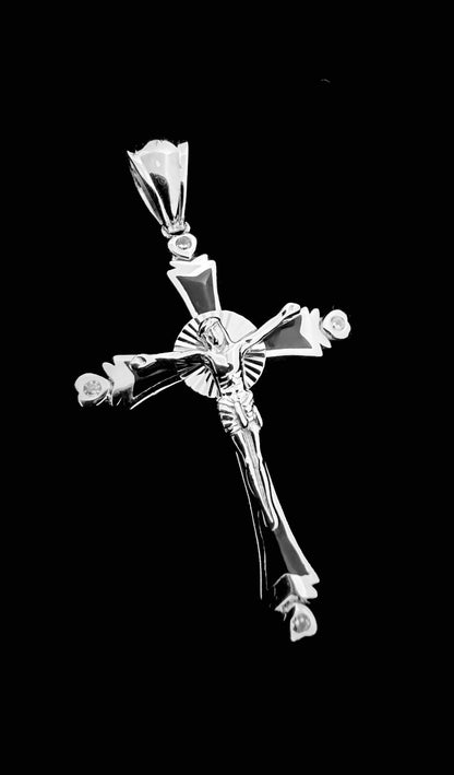 SOLID Genuine 925 Sterling Silver Cross Jesus Crucifix Crucifijo Charm Pendant E