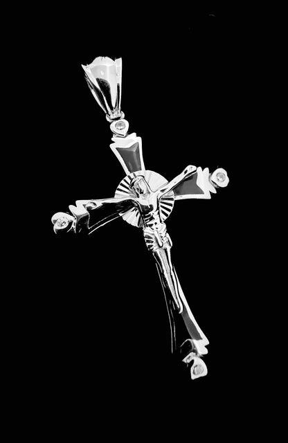 SOLID Genuine 925 Sterling Silver Cross Jesus Crucifix Crucifijo Charm Pendant E