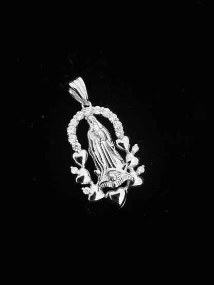 SOLID Genuine 925 Sterling Silver Lady of Guadalupe Pendant F