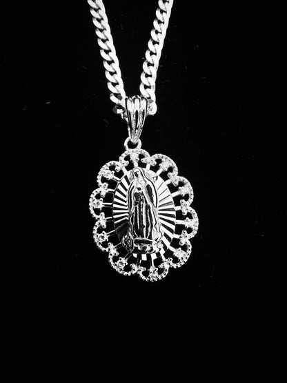 SOLID Genuine 925 Sterling Silver Lady of Guadalupe Pendant E