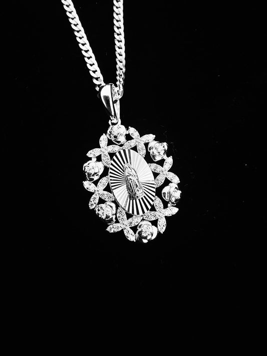 SOLID Genuine 925 Sterling Silver Lady of Guadalupe Pendant C