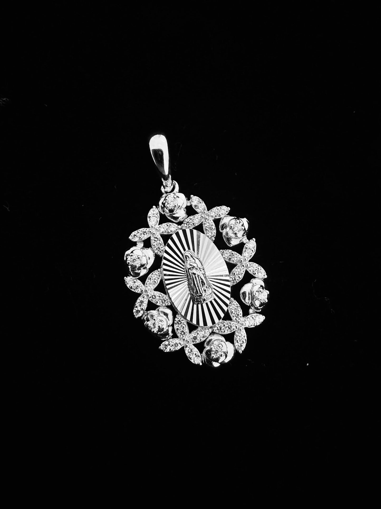 SOLID Genuine 925 Sterling Silver Lady of Guadalupe Pendant C