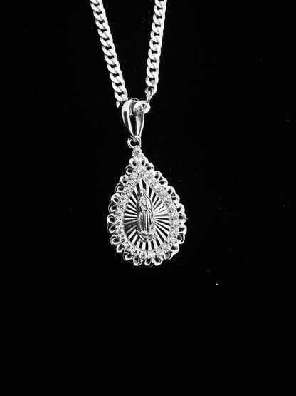 SOLID Genuine 925 Sterling Silver Lady of Guadalupe Pendant B