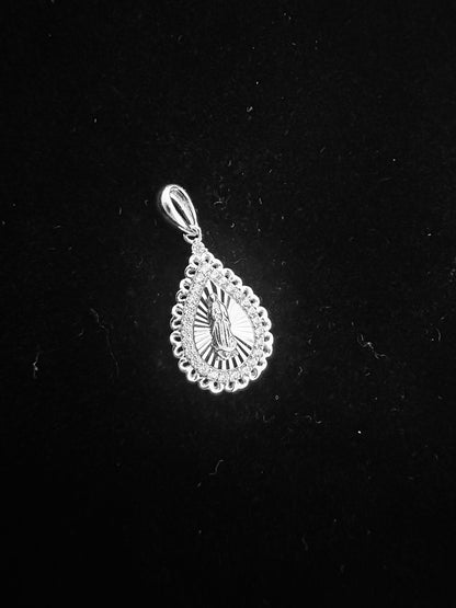 SOLID Genuine 925 Sterling Silver Lady of Guadalupe Pendant B