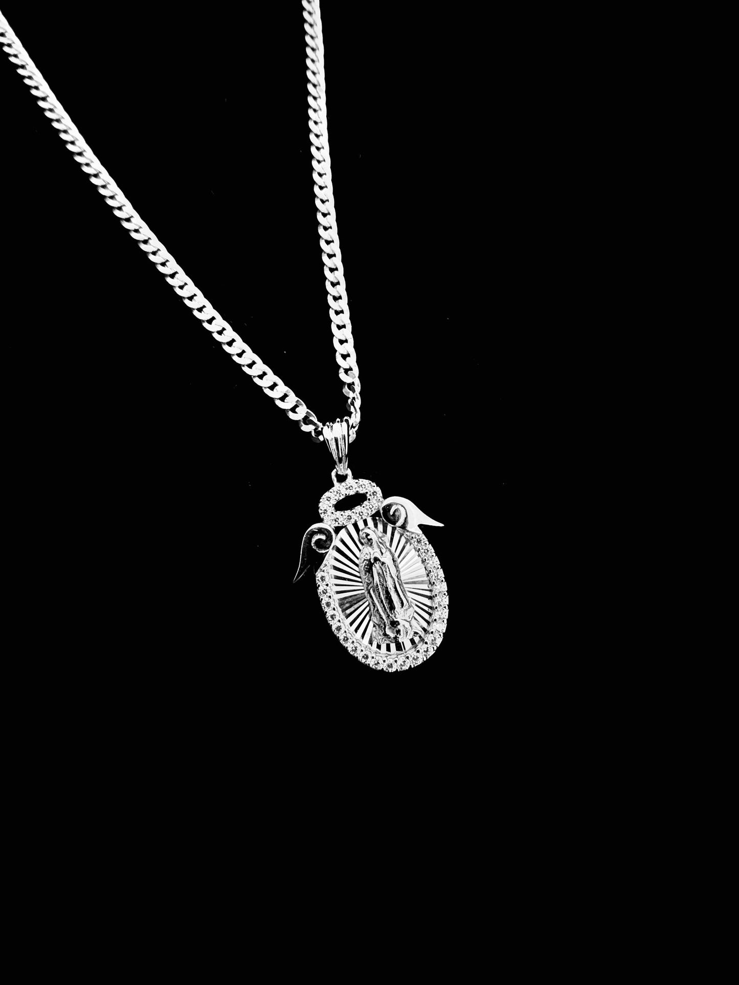 SOLID Genuine 925 Sterling Silver Lady of Guadalupe Pendant I