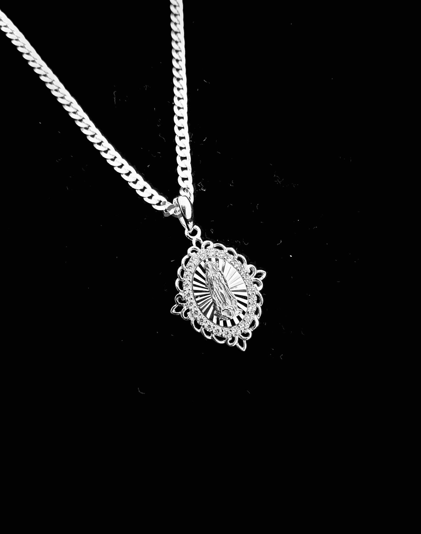 SOLID Genuine 925 Sterling Silver Lady of Guadalupe Pendant H