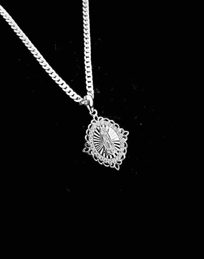 SOLID Genuine 925 Sterling Silver Lady of Guadalupe Pendant H