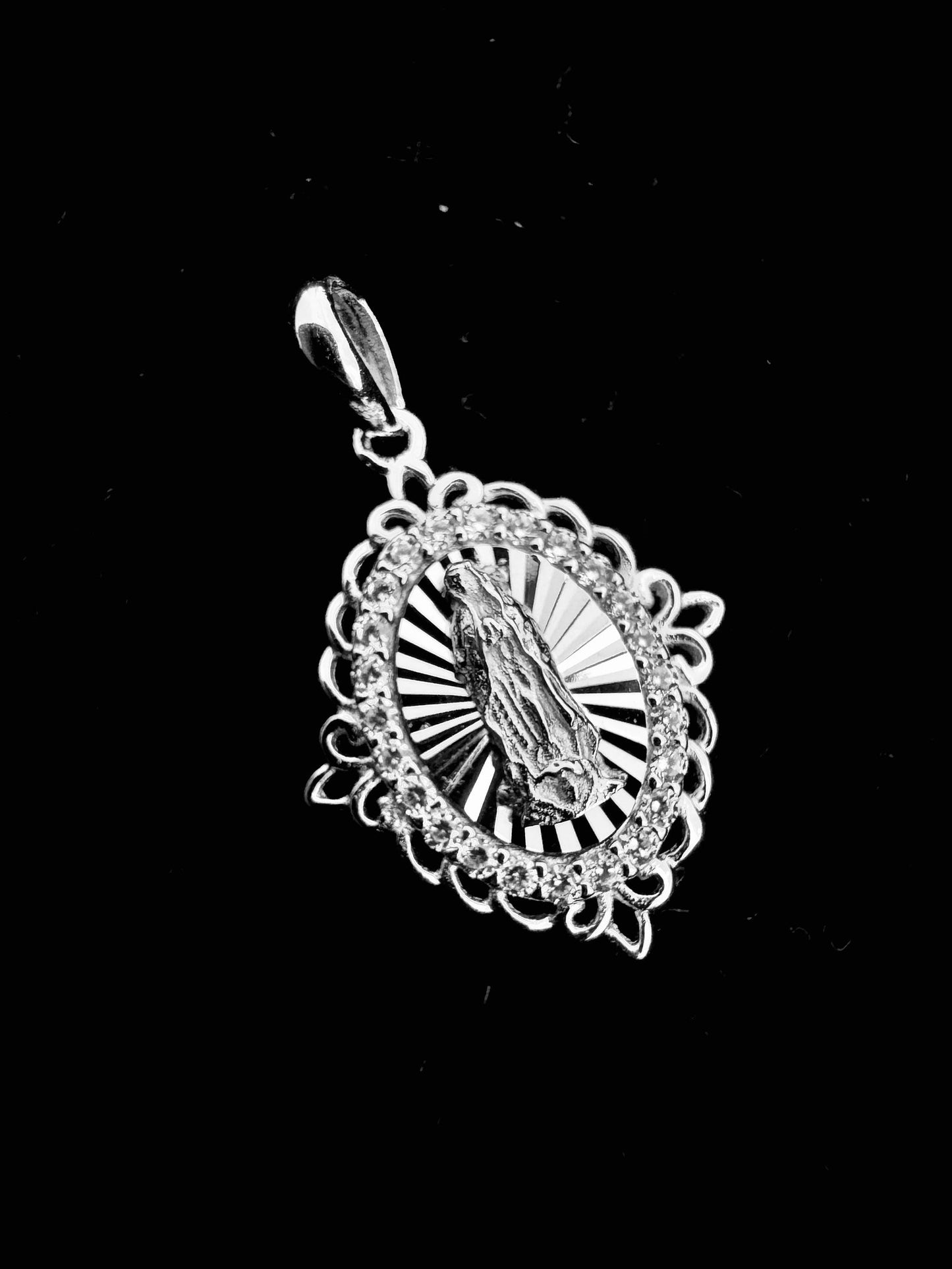 SOLID Genuine 925 Sterling Silver Lady of Guadalupe Pendant H