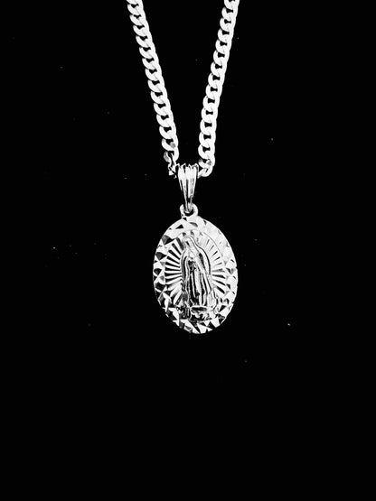 SOLID Genuine 925 Sterling Silver Lady of Guadalupe Pendant G