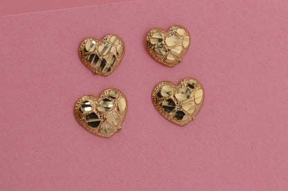 10k Solid Gold Heart Nugget Stud Earrings-2 sizes