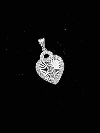 SOLID Genuine 925 Sterling Silver Lady of Guadalupe Pendant A