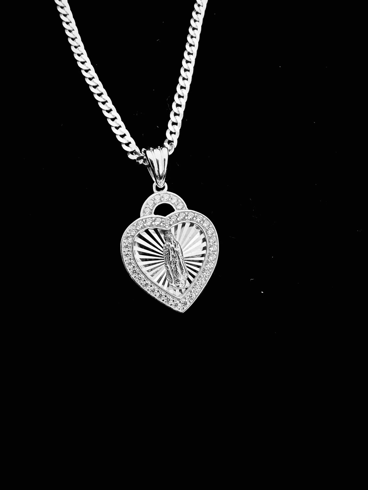 SOLID Genuine 925 Sterling Silver Lady of Guadalupe Pendant A