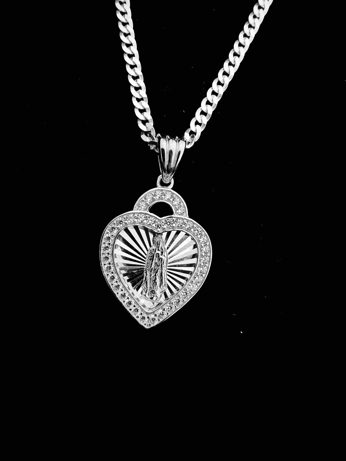 SOLID Genuine 925 Sterling Silver Lady of Guadalupe Pendant A