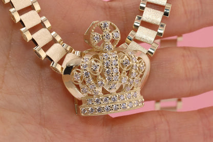 10k Gold HANDMADE Crown Unique Style Pendant for 8mm and 10mm