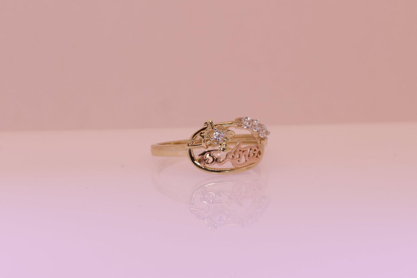 14K Gold 15 Anos Quinceanera Ring E