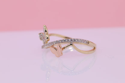 14k CZ Butterfly Ring F