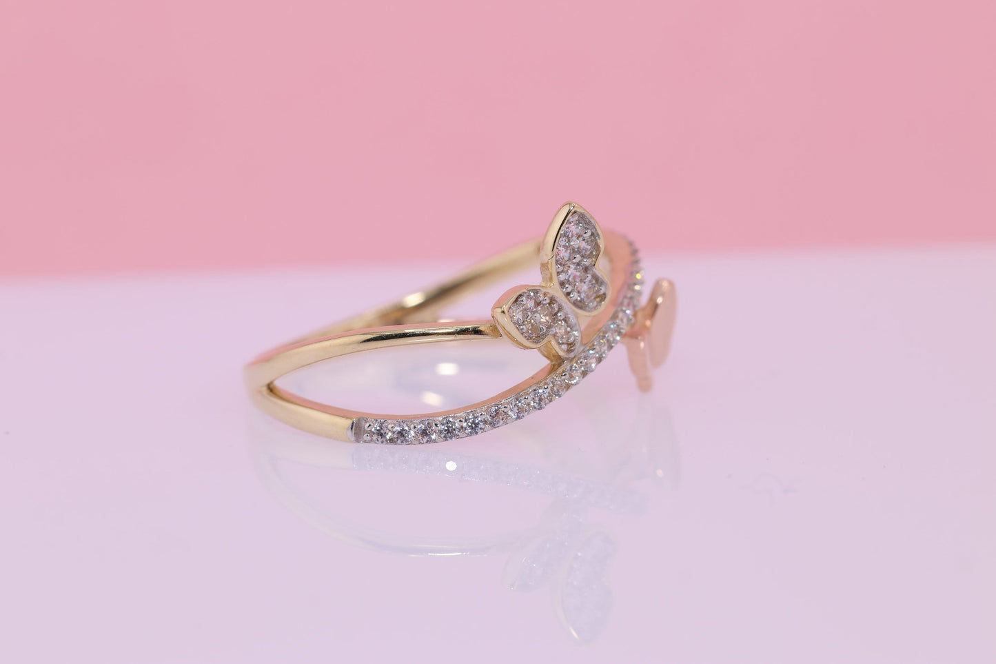 14k CZ Butterfly Ring F