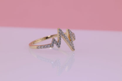 14K Solid Gold Heartbeat Ring