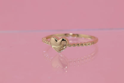 14K Solid Gold Open Heart Ring D