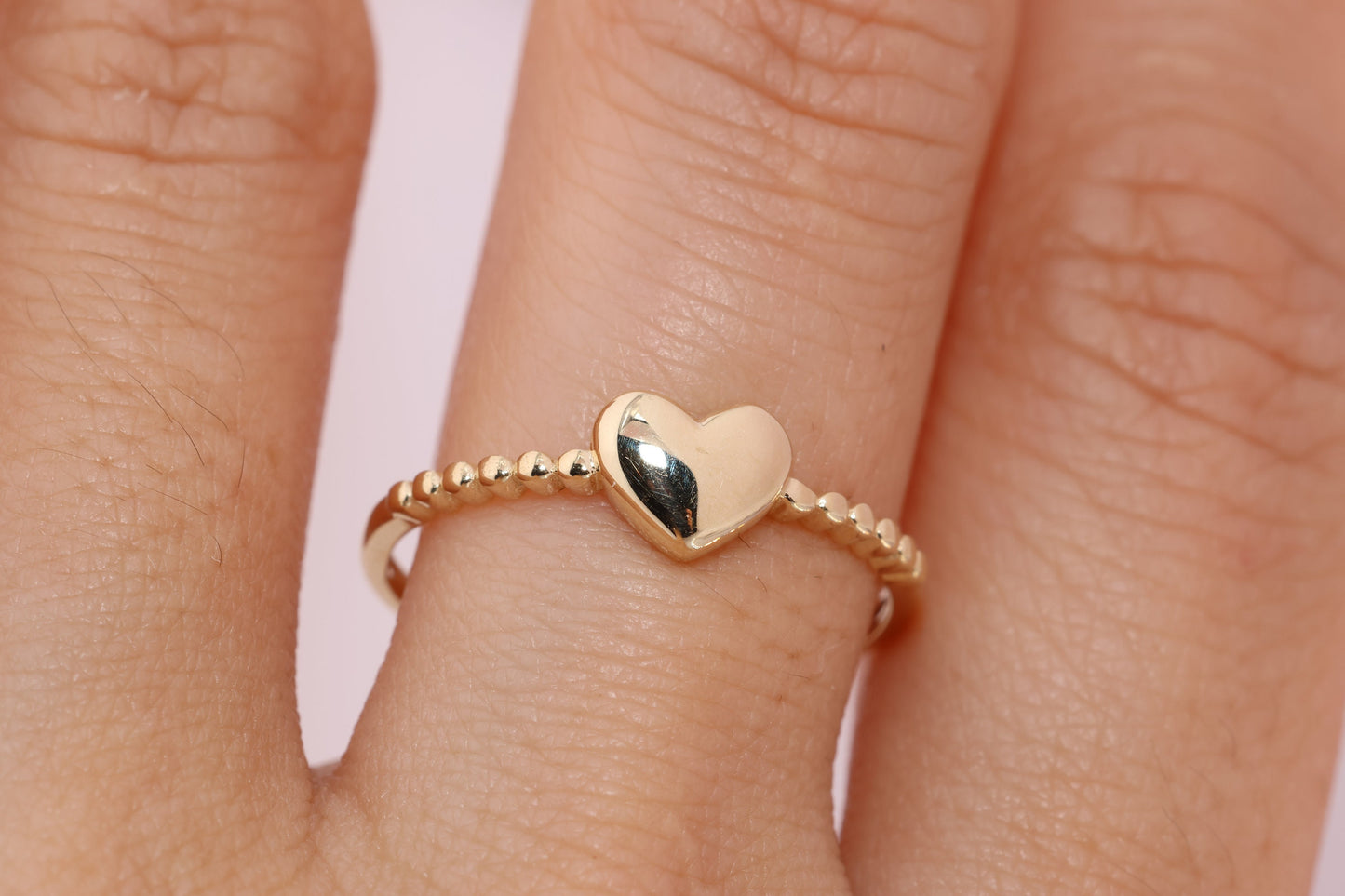 14K Solid Gold Open Heart Ring D