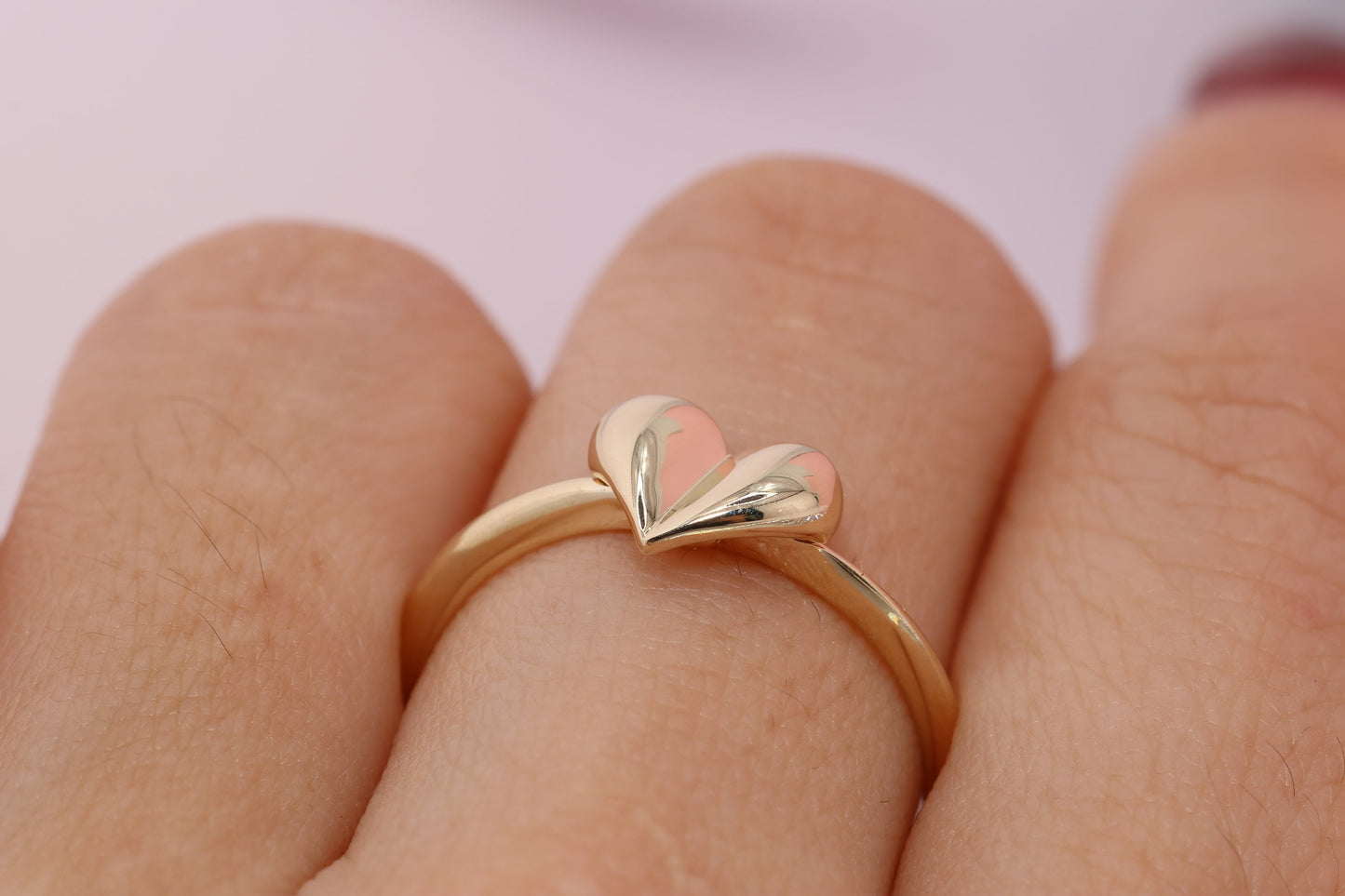 14K Solid Gold Heart Ring B