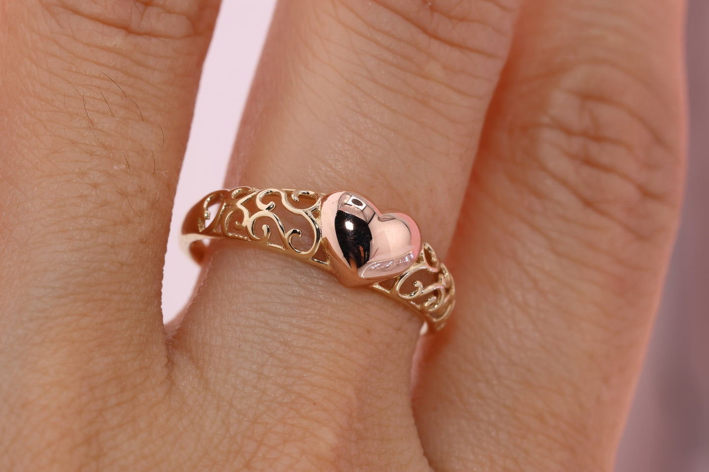 14K Solid Gold Heart Ring C