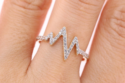 14K Solid Gold Heartbeat Ring