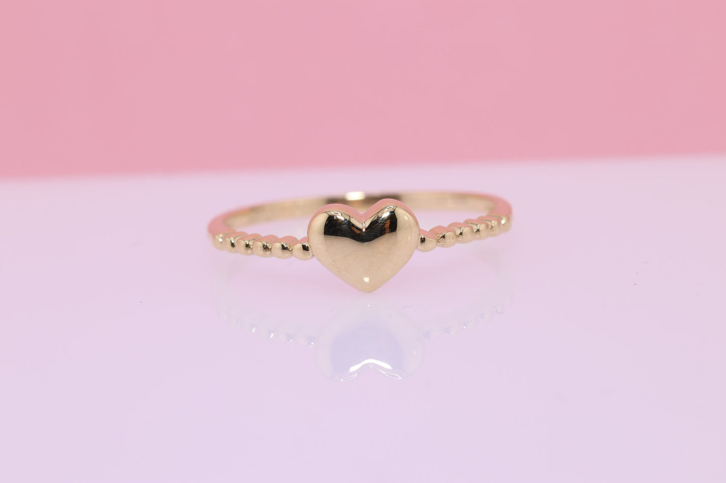 14K Solid Gold Open Heart Ring D