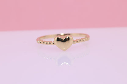 14K Solid Gold Open Heart Ring D