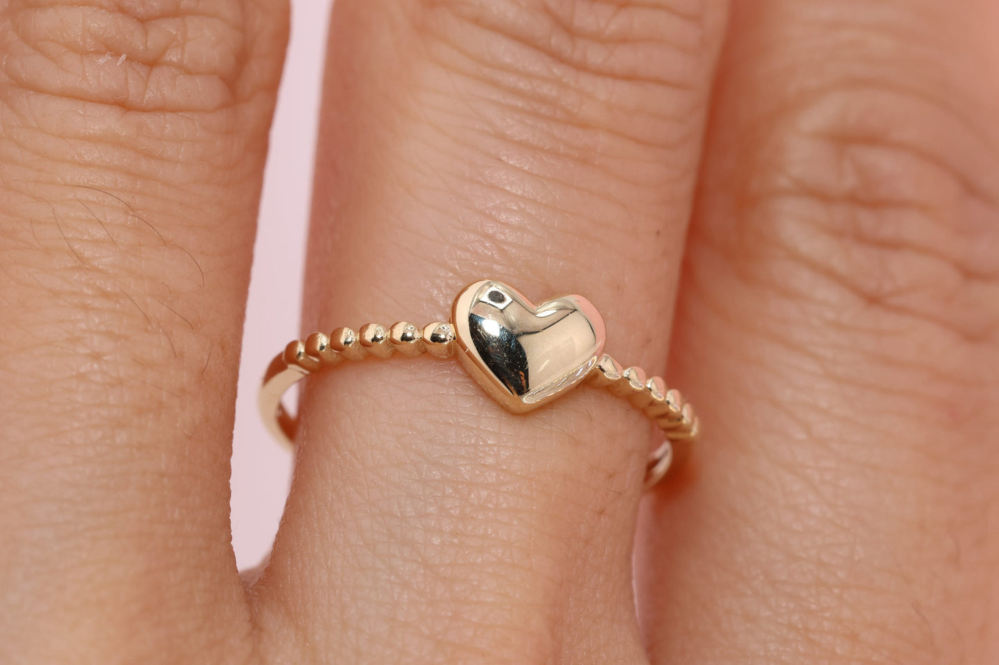 14K Solid Gold Open Heart Ring D