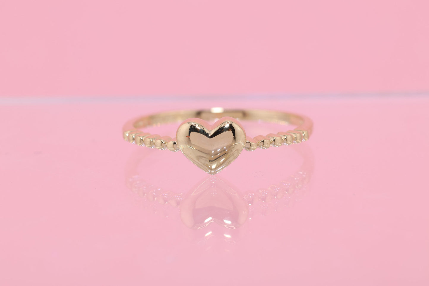 14K Solid Gold Open Heart Ring D