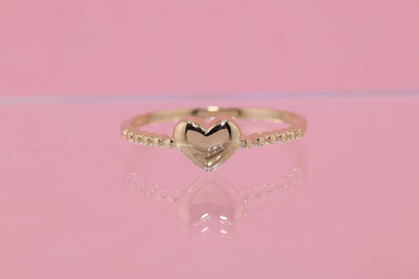 14K Solid Gold Open Heart Ring D