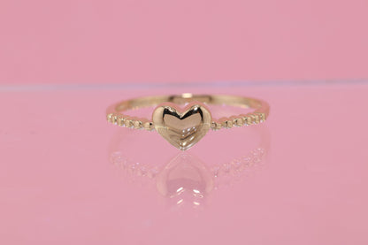 14K Solid Gold Open Heart Ring D