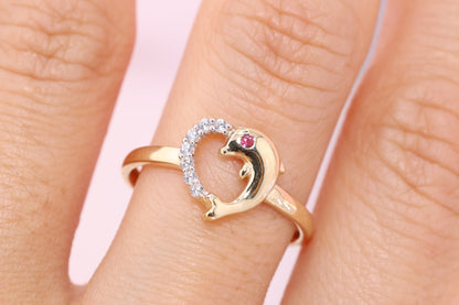 14k Gold Dolphin Ring B