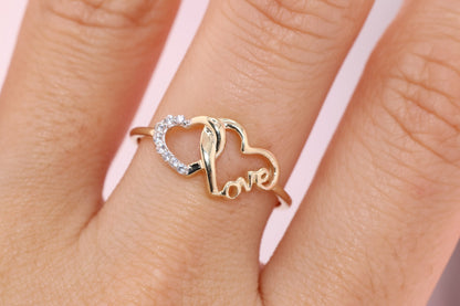 14K Solid Gold Open Heart Ring C