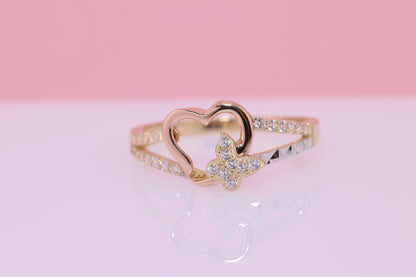 14K Solid Gold Open Heart Ring B