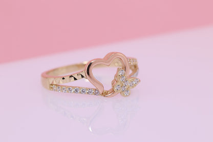 14K Solid Gold Open Heart Ring B