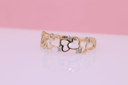 14K Solid Gold Open Heart Ring A