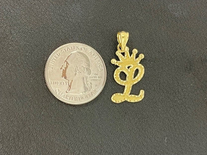 10K Gold King Crown Initial Pendant