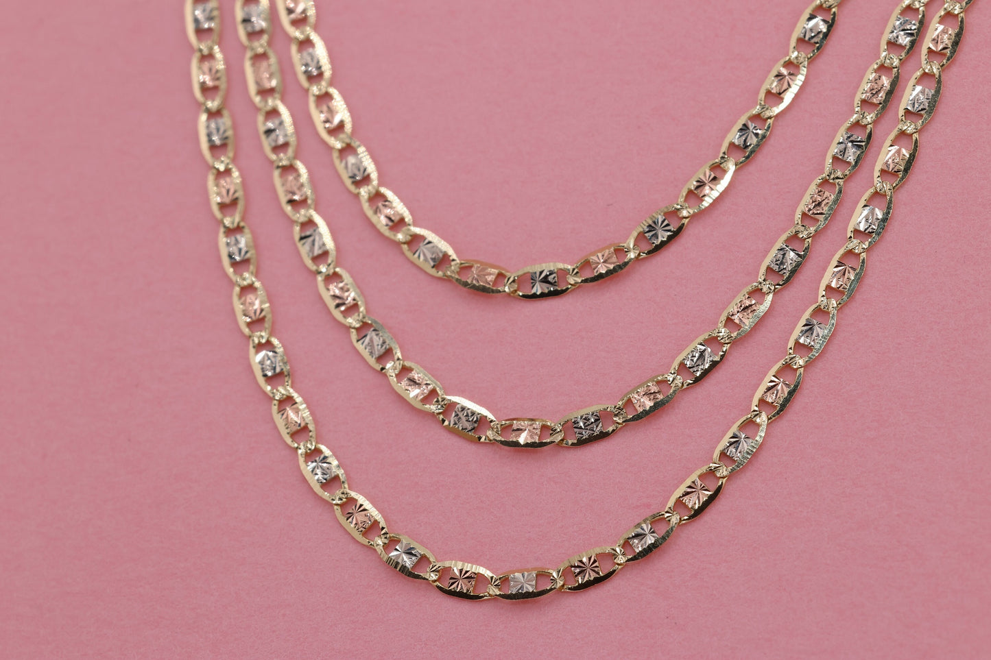 14K Tri Color Dainty Chain - Valentino Chain