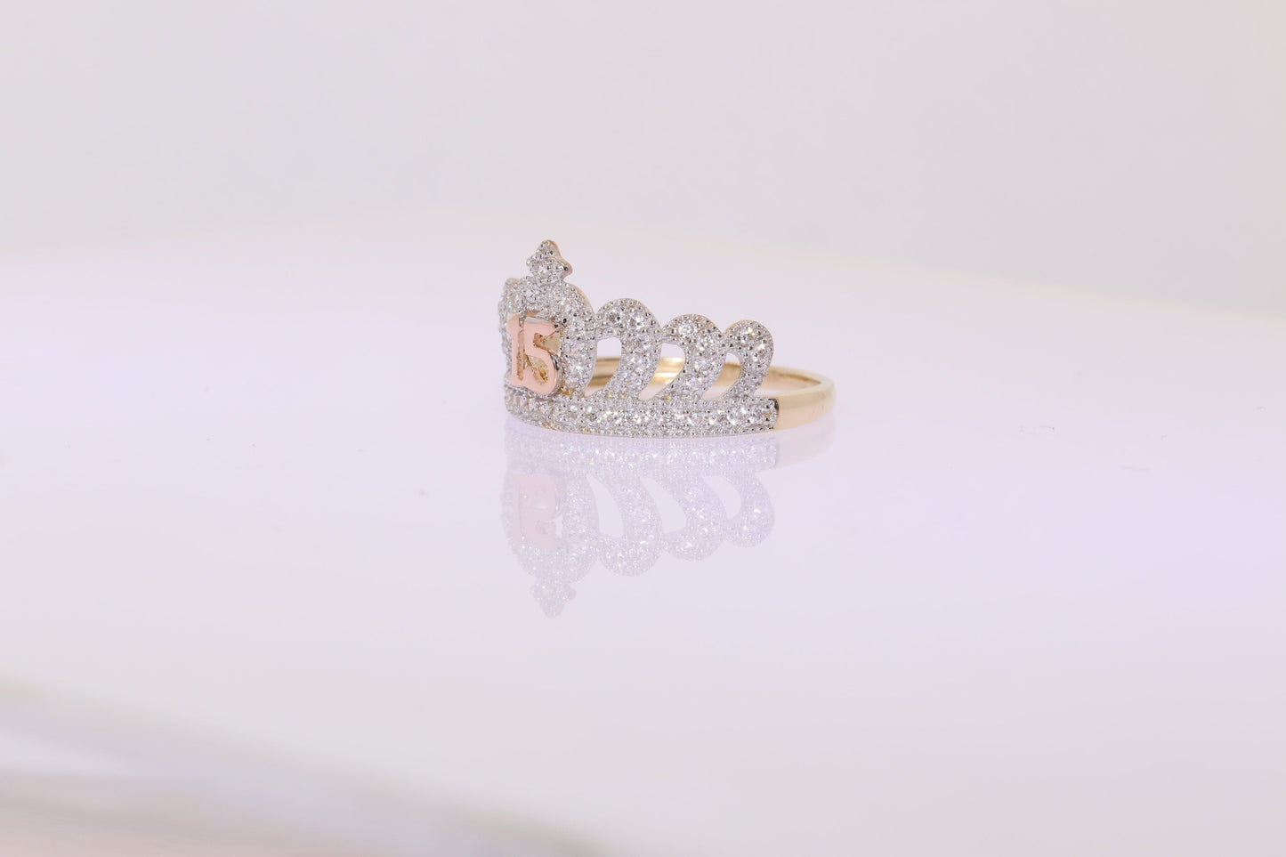 14K Gold 15 Anos Quinceanera Crown Ring B