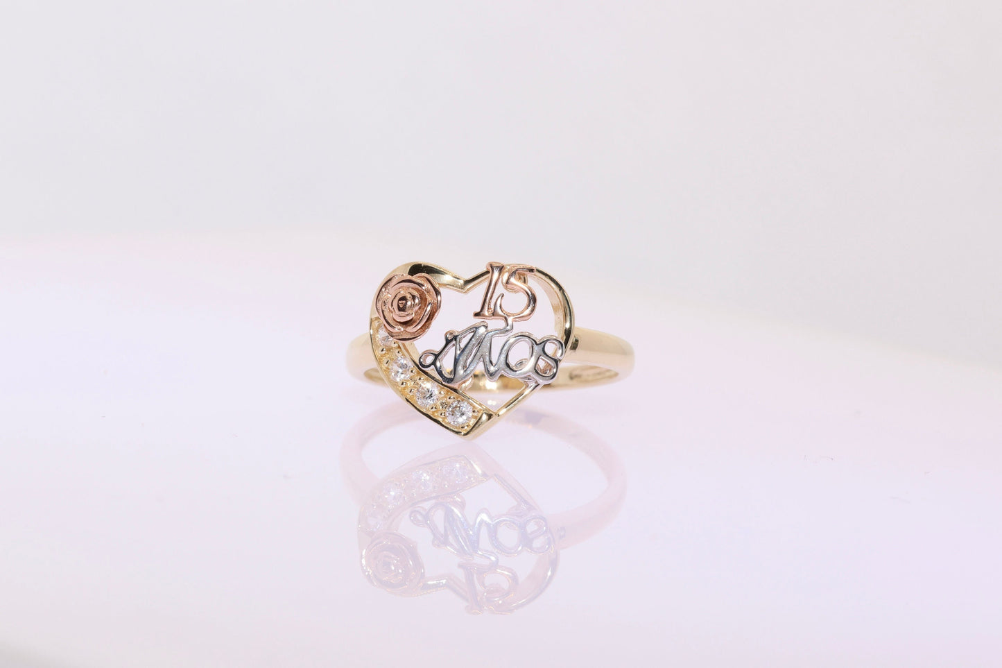 14K Gold 15 Anos Quinceanera Flower Ring B