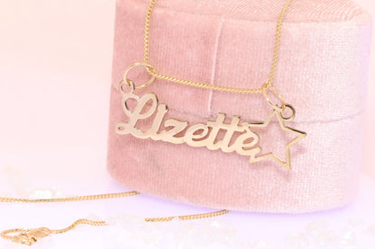 10K or 14K Gold Personalized Name with Star Pendant