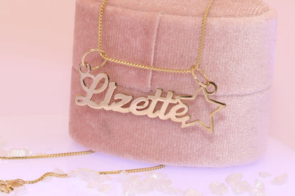 10K or 14K Gold Personalized Name with Star Pendant