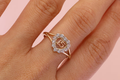 14K Gold 15 Anos Quinceanera Heart Ring K